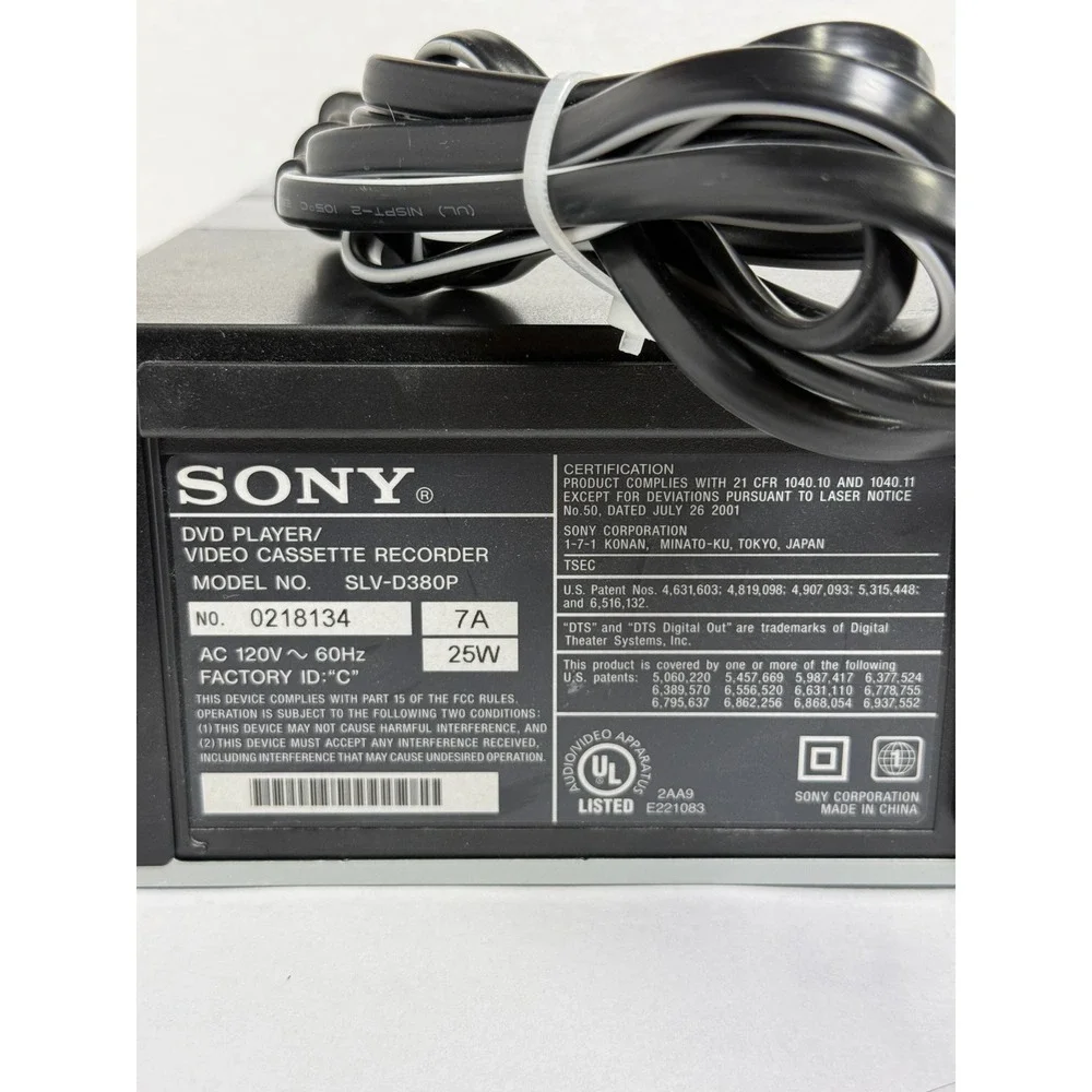Sony‎ DVD VCR Combo Player Black Good SLV-D380P Progressive Scan Hi-Fi